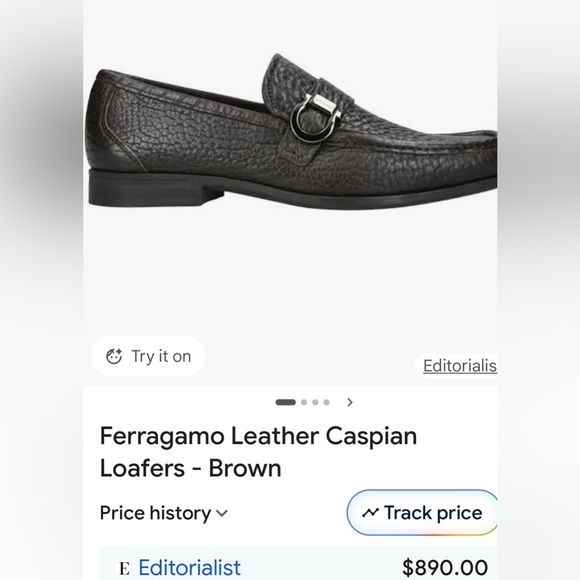 Salvatore Ferragamo CASPIAN Brown Leather Slip-On Loafer w/Gancini ornament (12) - Picture 12 of 12
